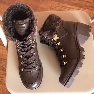 GBG Los Angeles QUILTED SIDE CHUNKY HEEL FAUX FUR